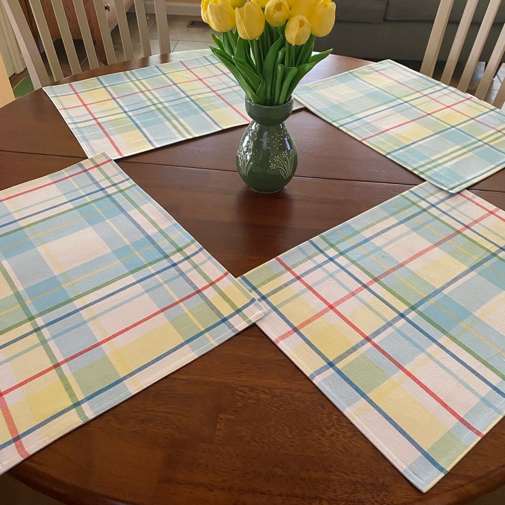 Colorful Plaid Table Placemats — Set of 6